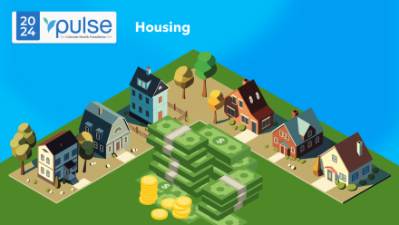 image of houses and a pile of money